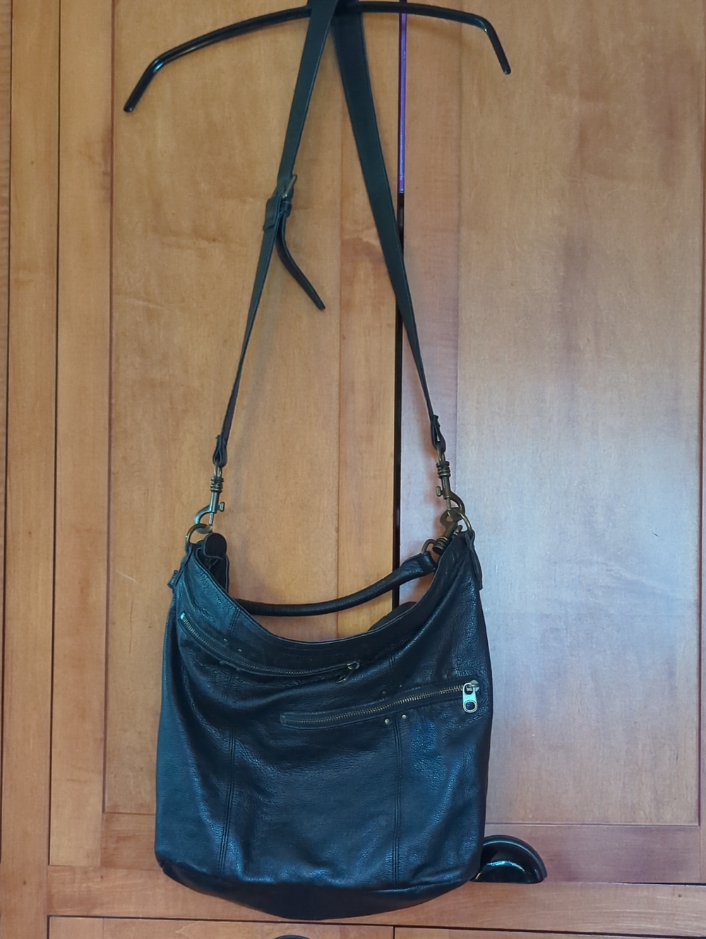Liebeskind Black Leather Crossbody Hobo Bag